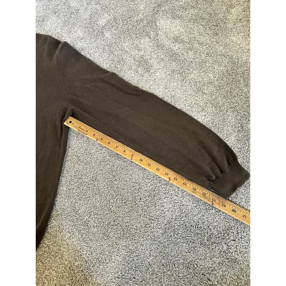 Mens Eddie Bauer Quarter Zip Cotton & Cashmere Sweater Brown Pullover XL TALL - Picture 4 of 11